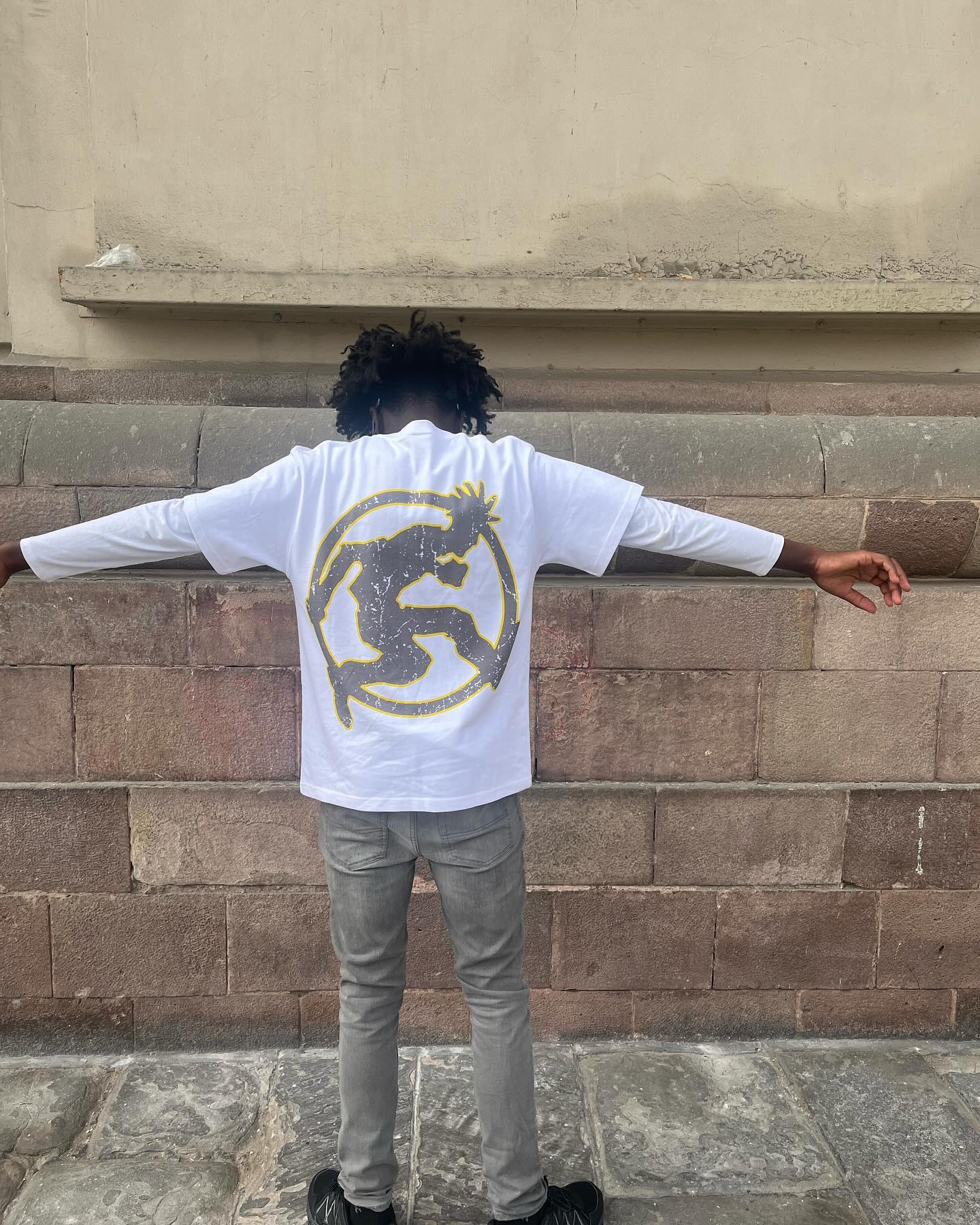 Retro trendy rock letter pattern printed oversized short-sleeved T-shirt men's fashion Harajuku loose versatile round neck shirt