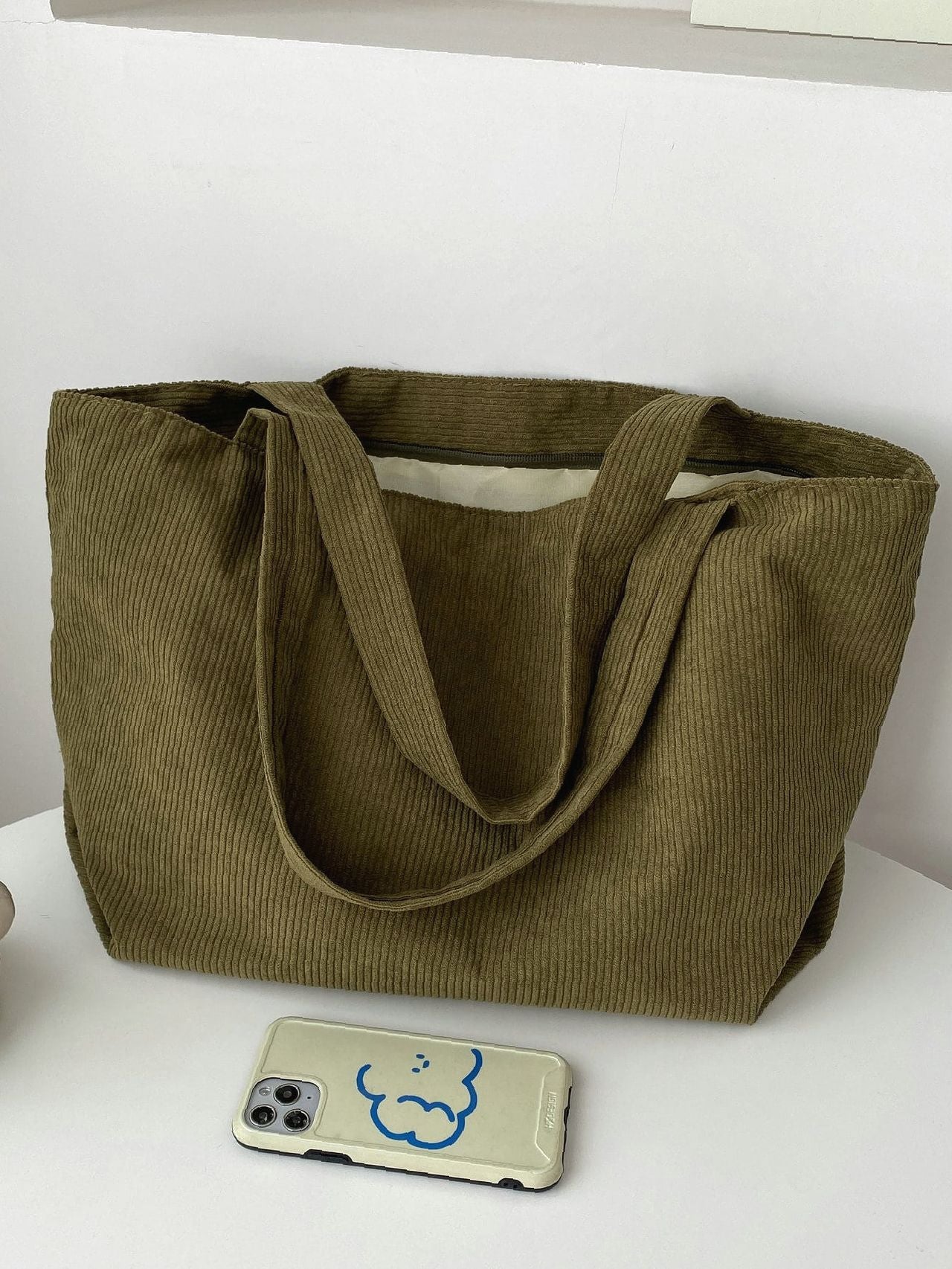 Maxct - Large Capacity Corduroy Shoulder Tote Bag  - Women Tote Bags