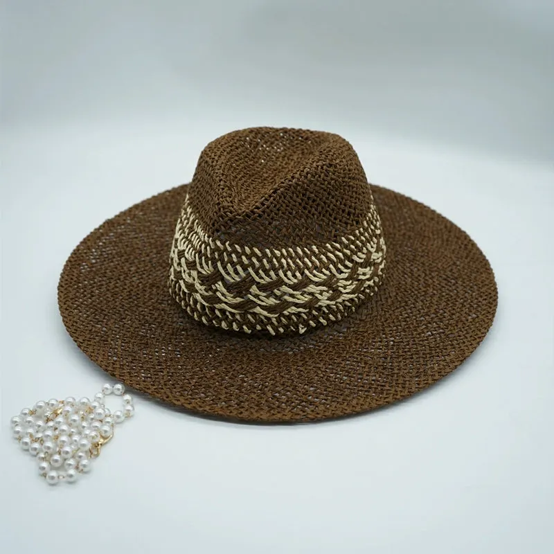 Maxct Straw Hat Japanese Style Black Brown Panama Women's Beach Big Brim