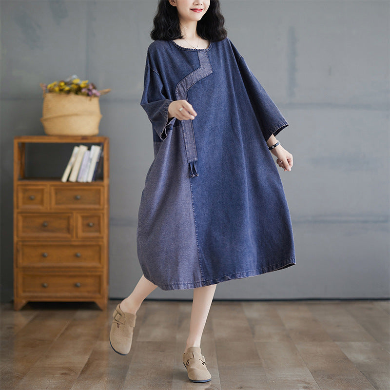 Maxct Women Autumn Denim Long Sleeves Dress