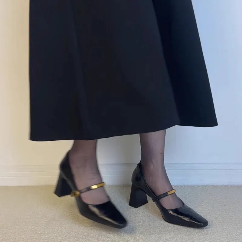 Retro Thick-Heeled One-Strap Mary Jane Shoes Maxct