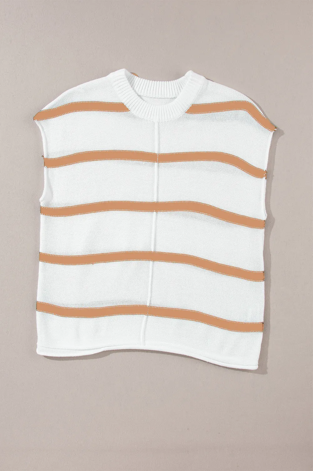 Maxct &Striped Round Neck Cap Sleeve Sweater