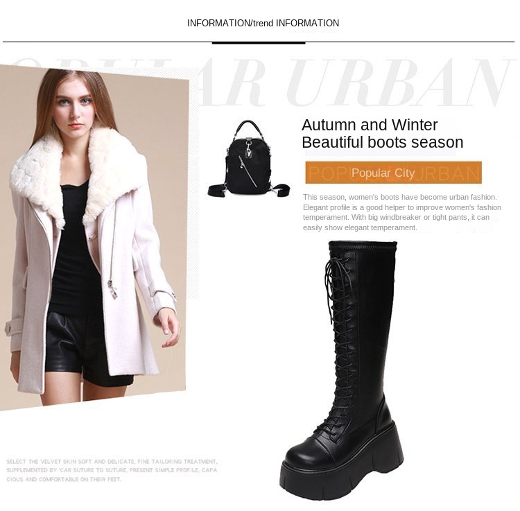 Soft Lace-up Ladies Platform Heel Boots - true deals club