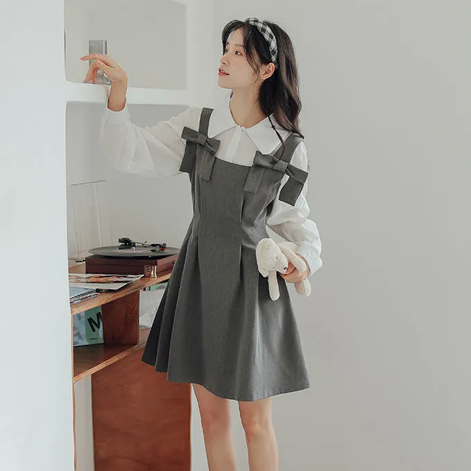 Little Bow Mini Pinafore Dress Set Maxct