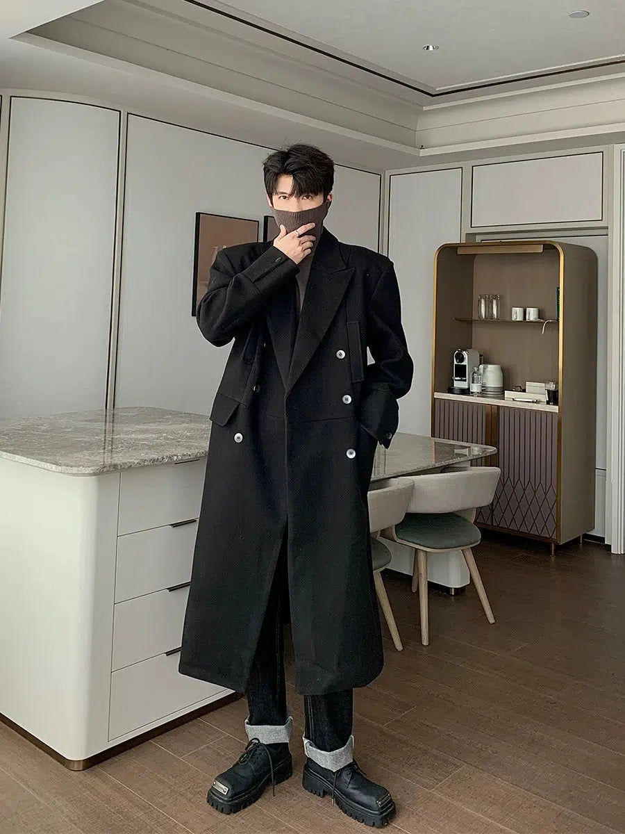 Maxct Long Double-breasted Woolen Coat