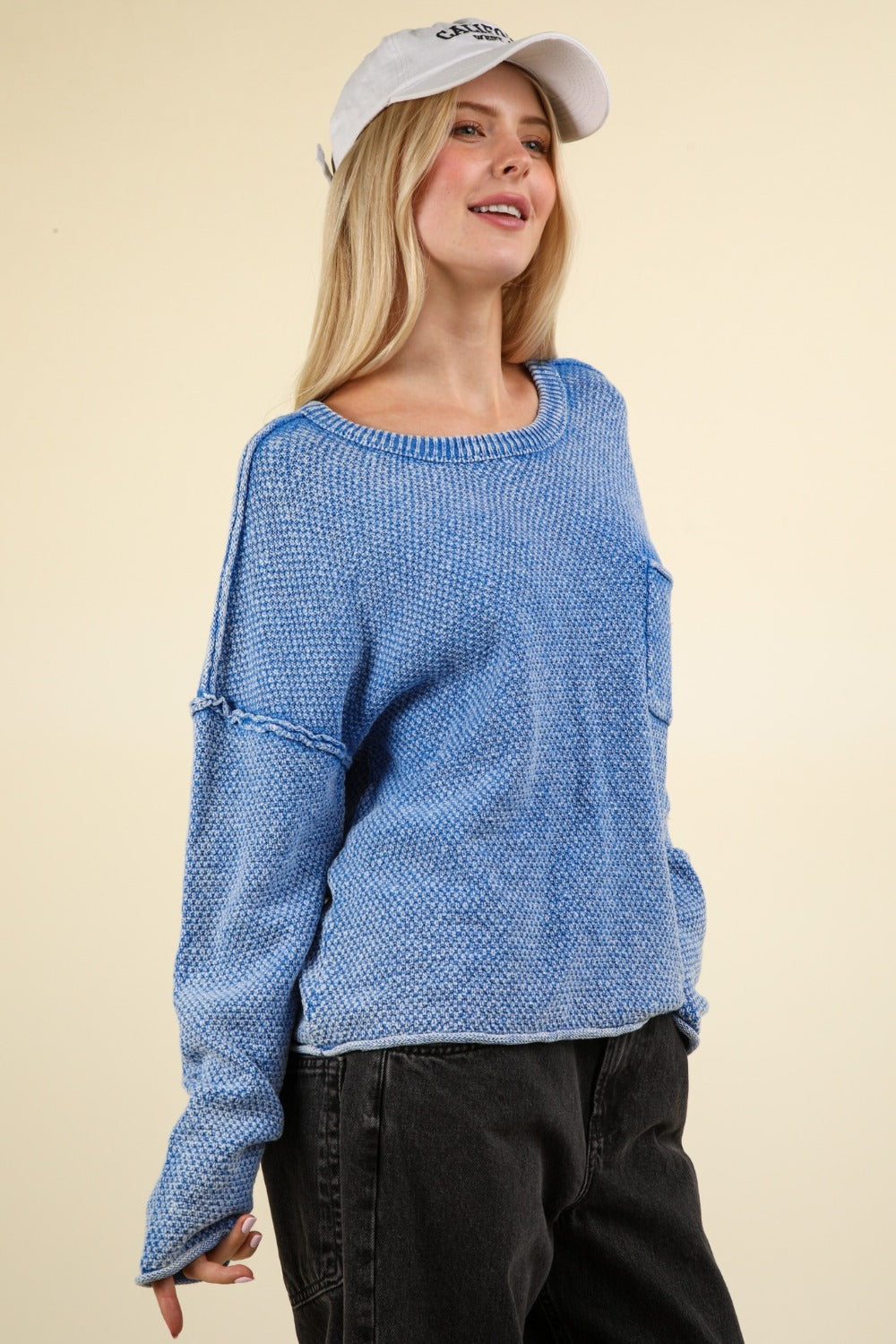 Maxct &VERY J Mineral Washed Exposed Seam Sweater