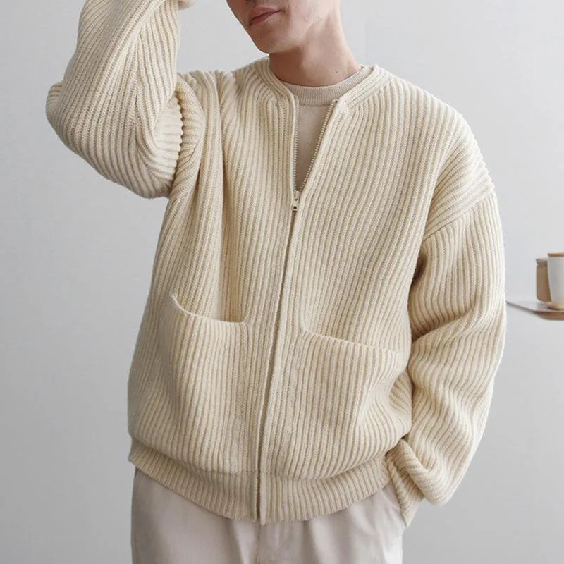 Maxct -  KNITTED ROUND-NECK CARDIGAN SWEATER