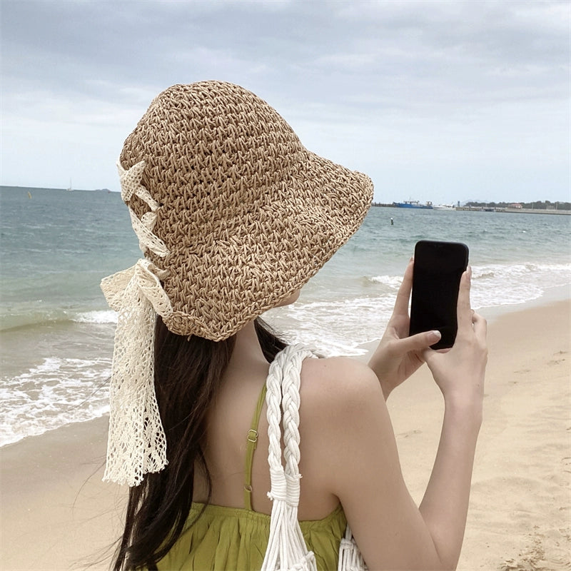 Maxct Straw Hat Women's Summer Thin Lace Fresh Style Hat