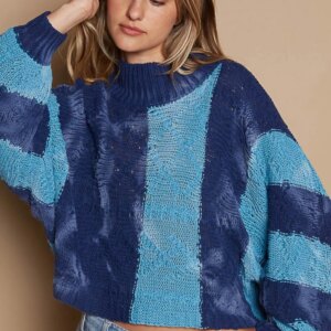 Maxct &POL Mock Neck Color Block Sweater