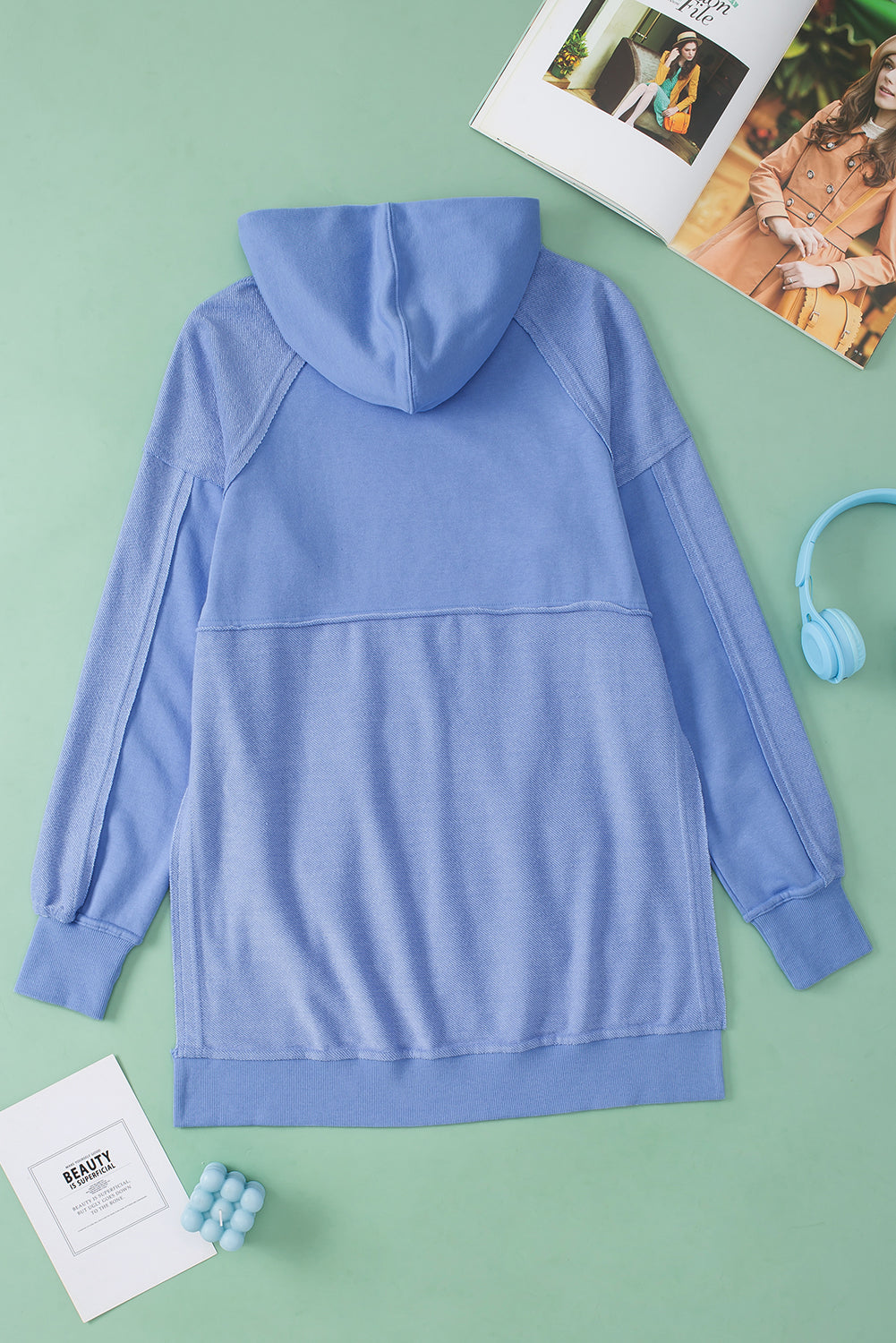 Maxct &Exposed Seam Kangaroo Pocket Long Sleeve Hoodie