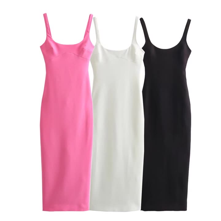 Maxct New Spring Style Solid Color Medium And Long Version Suspender Dress 2289777