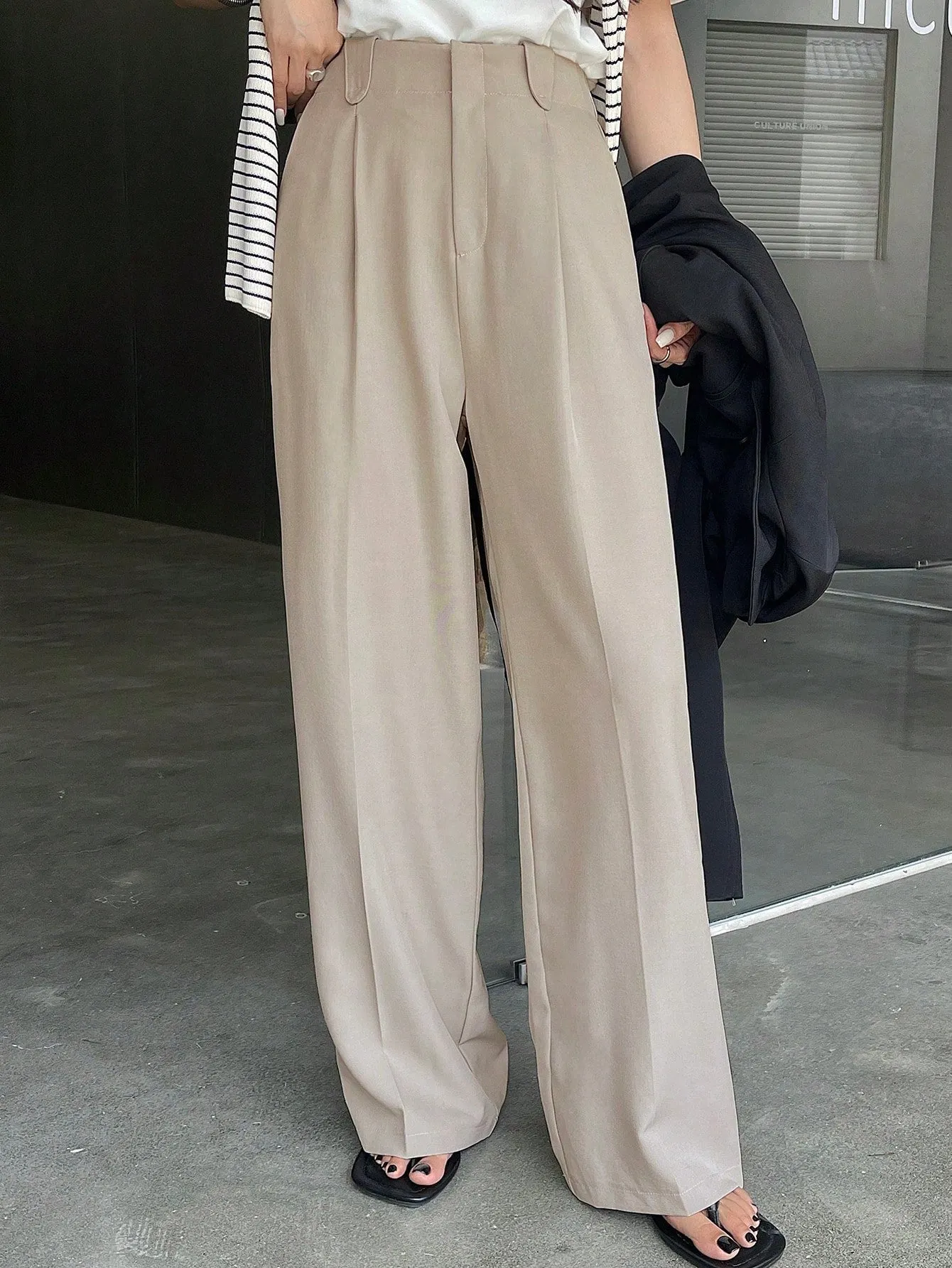 Maxct Women Fashion Loose Pure Color Daily Wear All-Match Office Pants