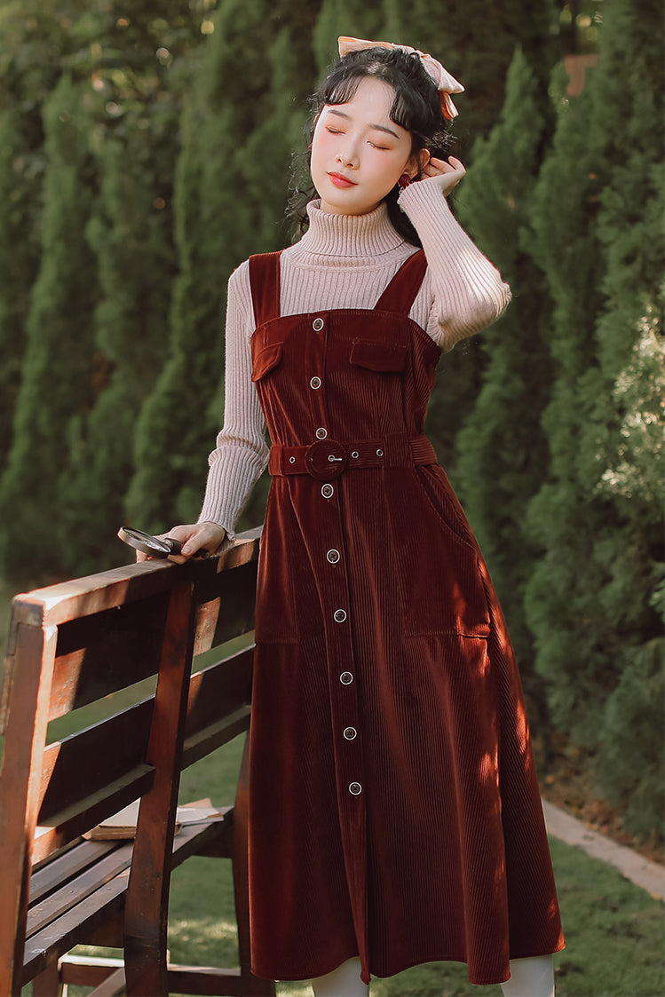 Corduroy Button Up Midi Dress Maxct