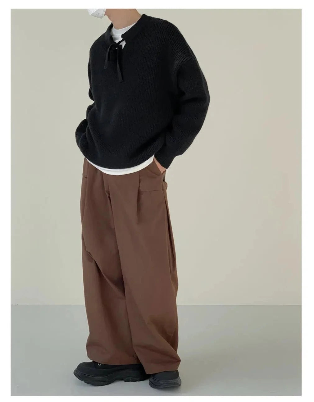 Maxct Lace-up Knitted Pullover Sweater