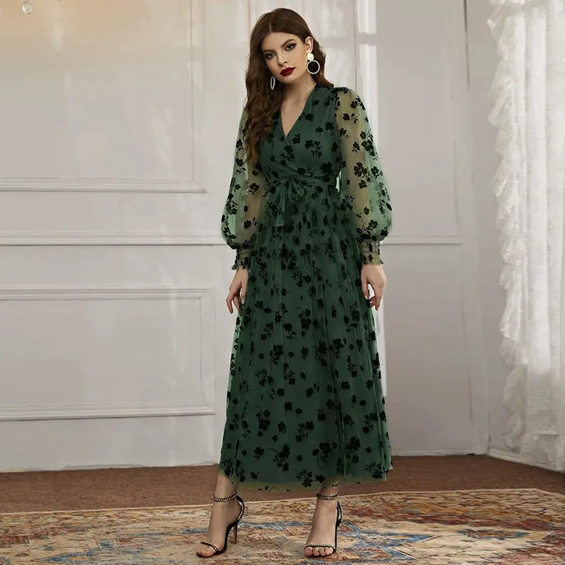 Maxct pop culture dress to impress Women's Fashion Casual Autumn New Elegant High Waist Mesh Dress 10 Colors - Image 11