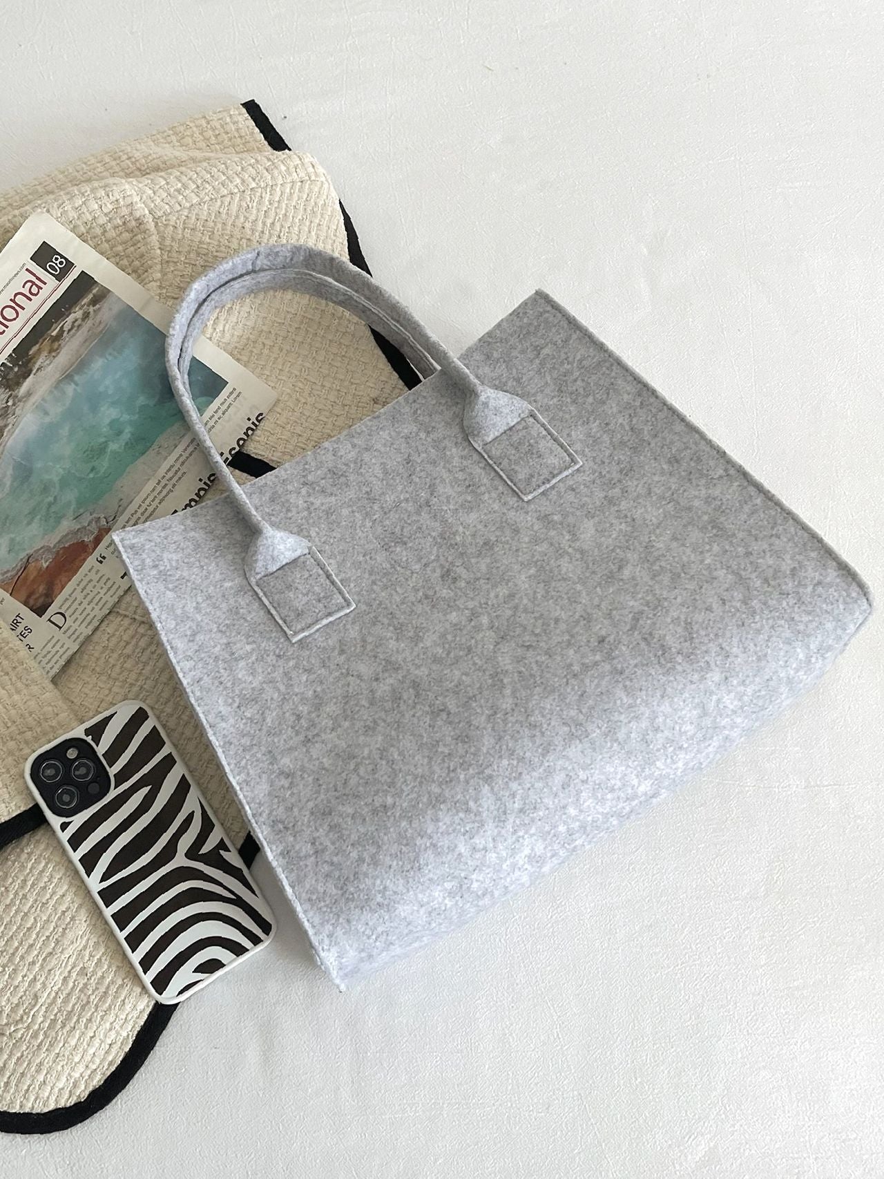 Maxct - Felt Vintage Design Top Handle Bag  - Women Tote Bags