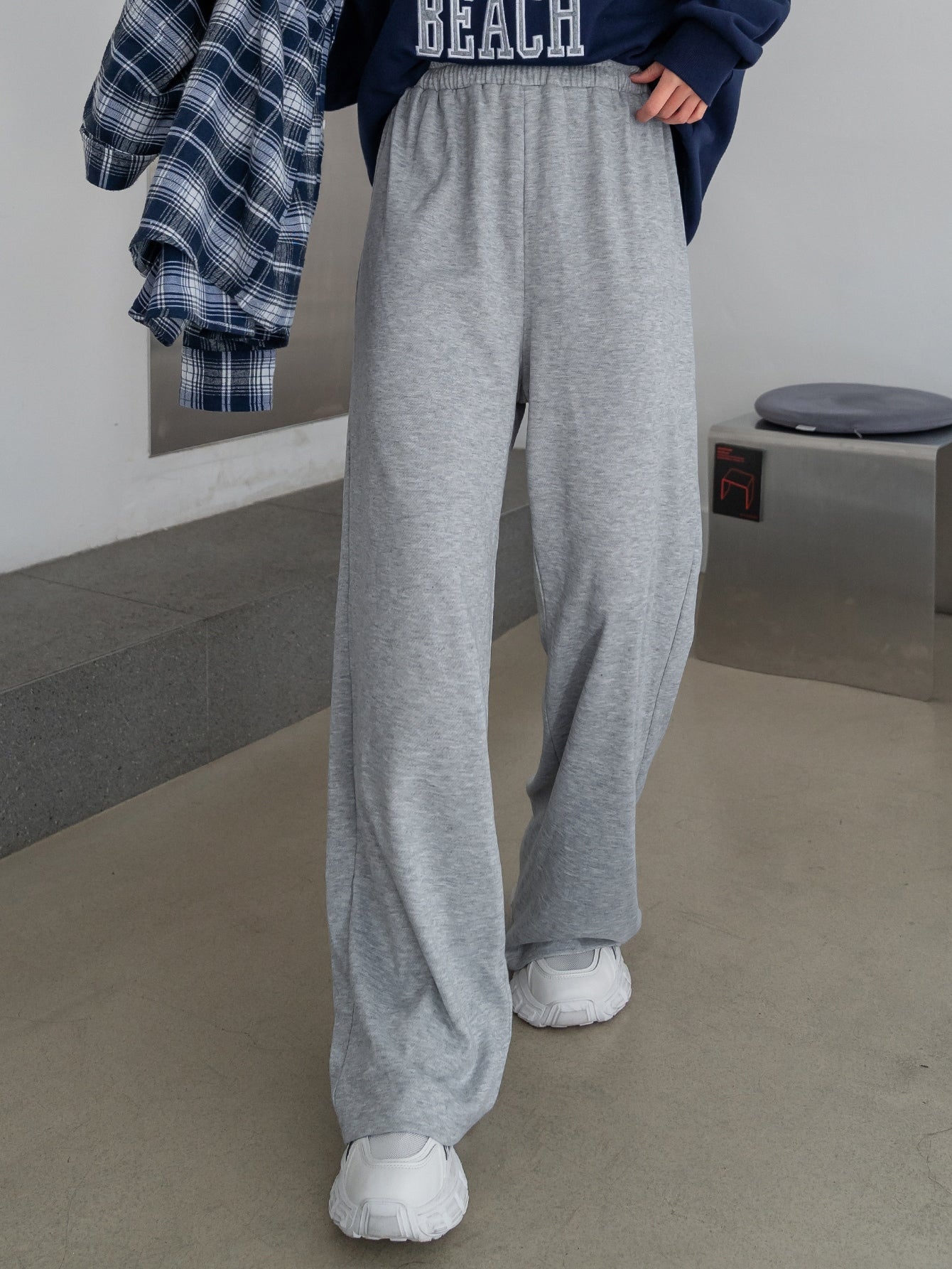 Maxct Solid Elastic Waist Sweatpants