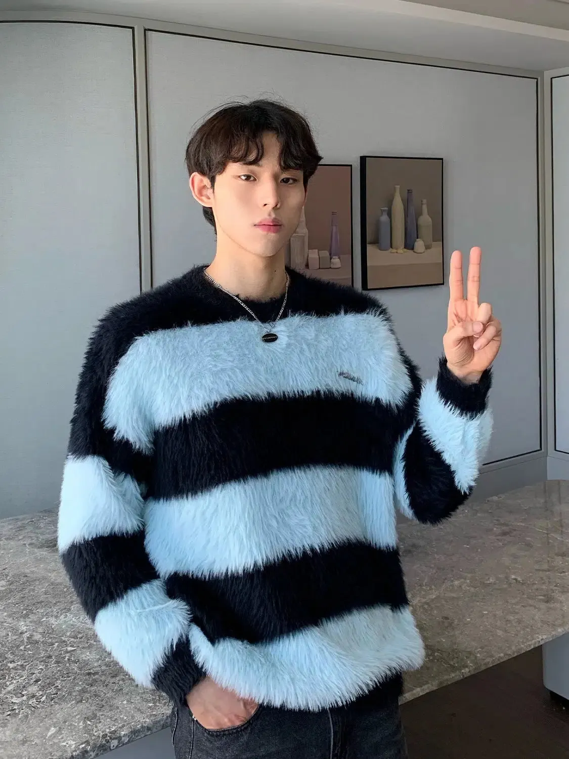Maxct Striped Contrast Color Sweater