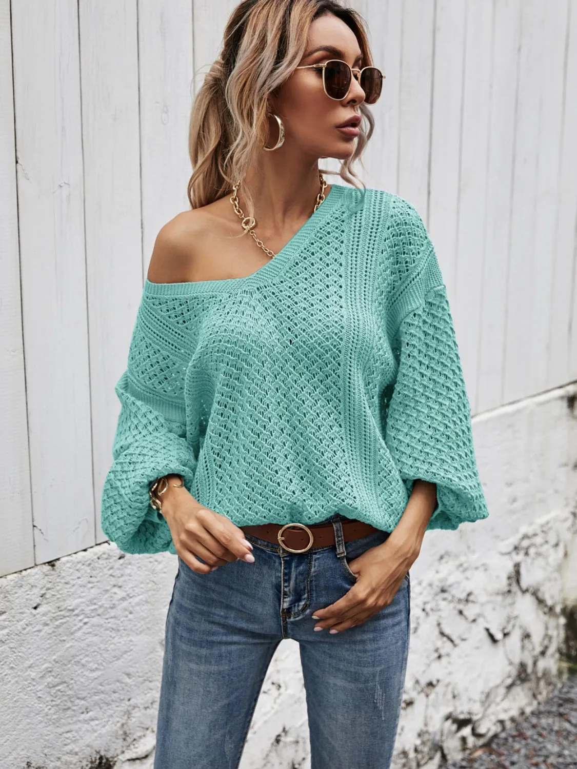 Maxct &V-Neck Dropped Shoulder Sweater