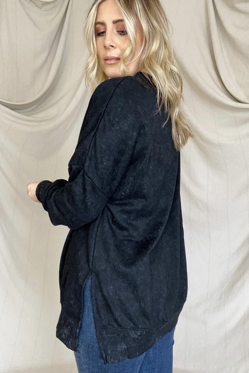 Maxct &Drop Shoulder Ribbed Trim Oversized Sweatshirt