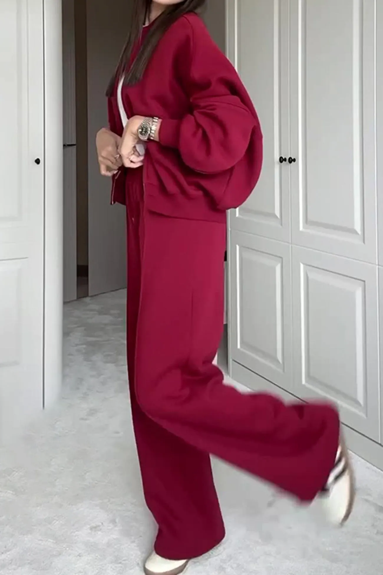 Maxct Sweatshirt Jacket Straight-leg Long Pants Set