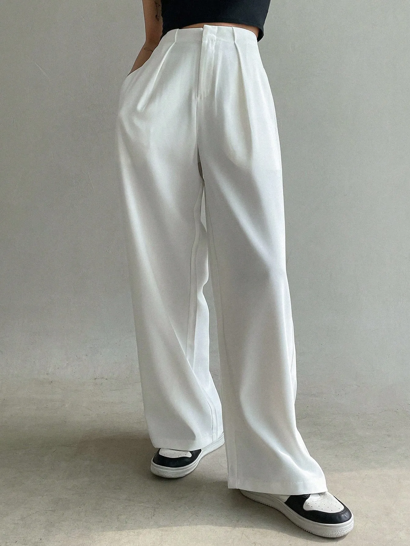 Maxct Solid Wide Leg Suit Pants