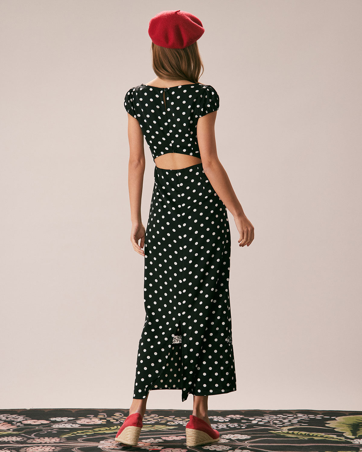 Maxct The Black Lace Trim Polka Dot Maxi Dress