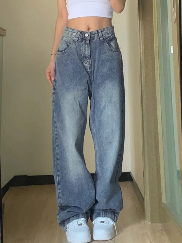 Pocket Design Blue Wash Boyfriend Jeans Maxct