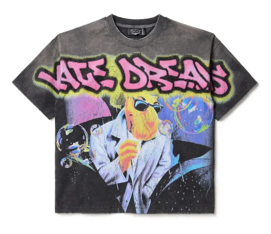Maxct American Street Hip Hop Printed T-shirt High Street Retro Washed Loose Harajuku Fashion Street Trend Casual Couple Y2K Top