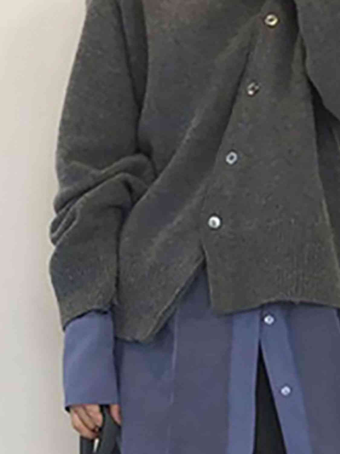 Maxct &Dropped Shoulder Buttoned Cardigan