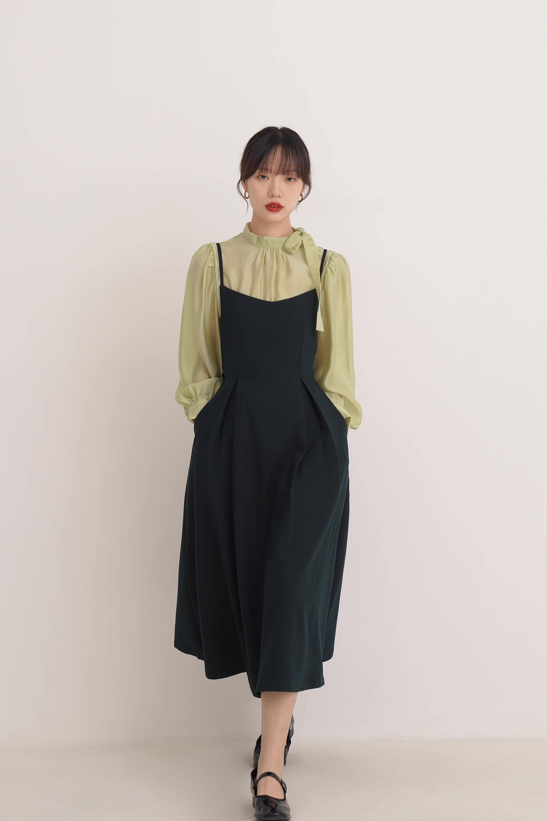 Bow Back Cami Dress & Blouse Set Maxct