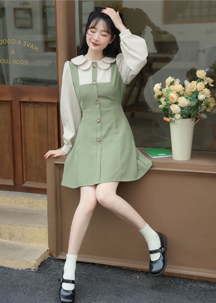 Scallop Collar Twofer Mini Dress Maxct