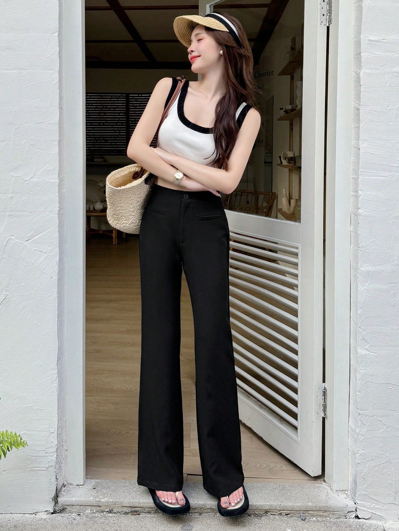 Maxct Women Plain And Simple Daily Long Flare Leg Suit Pants
