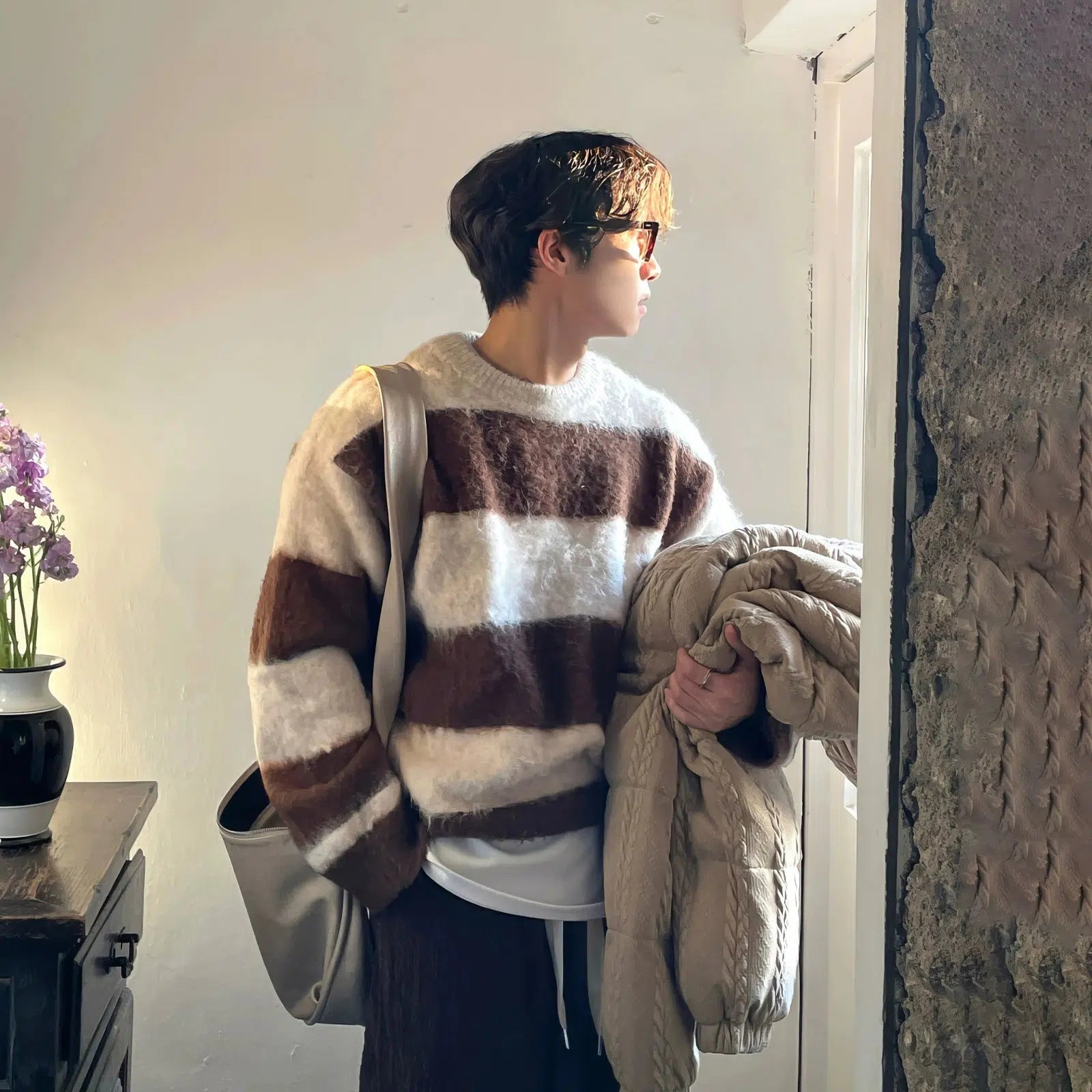 Maxct Brown Striped Furry Sweater