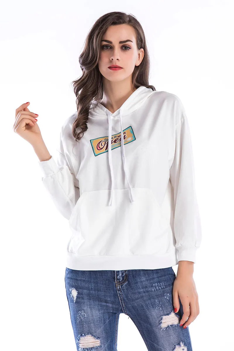 Women's Printed Pocket Drawstring Sweatshirt Maxct