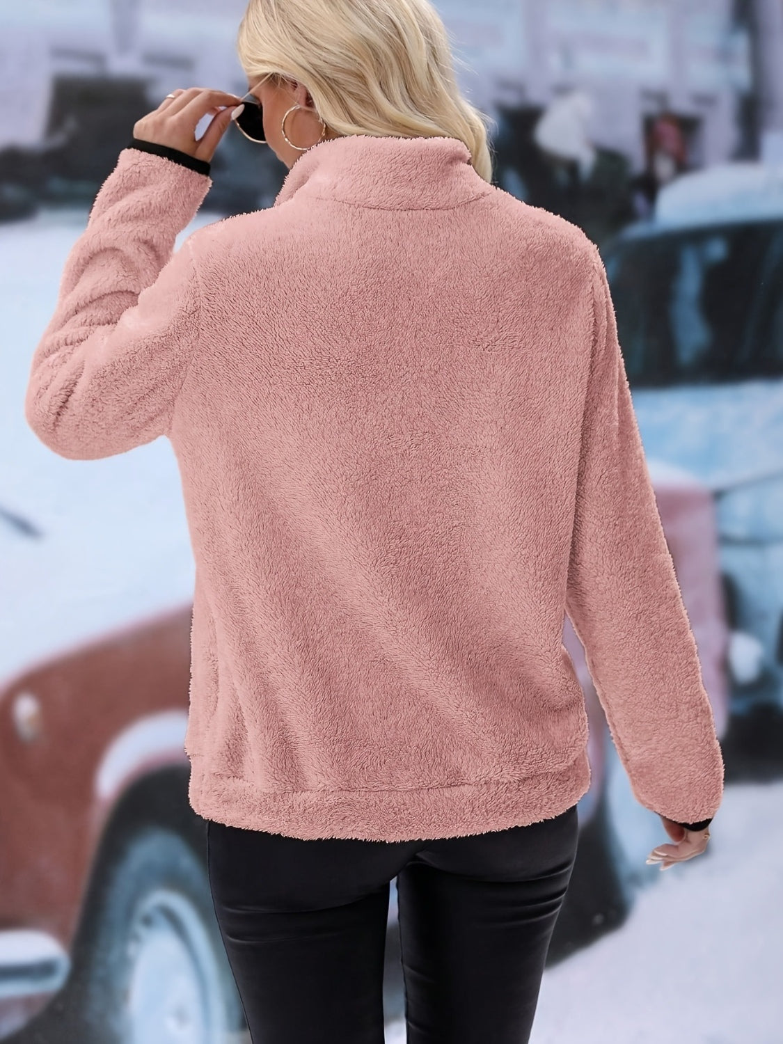 Maxct &Half Zip Long Sleeve Furry Sweatshirt