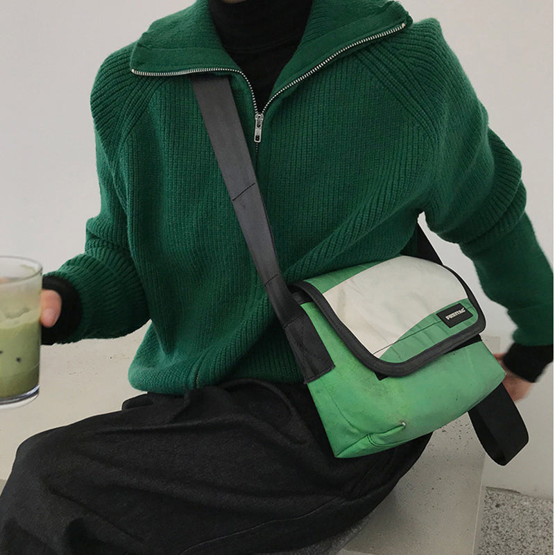 Maxct Dark Green Zip Up Knit Cardigan