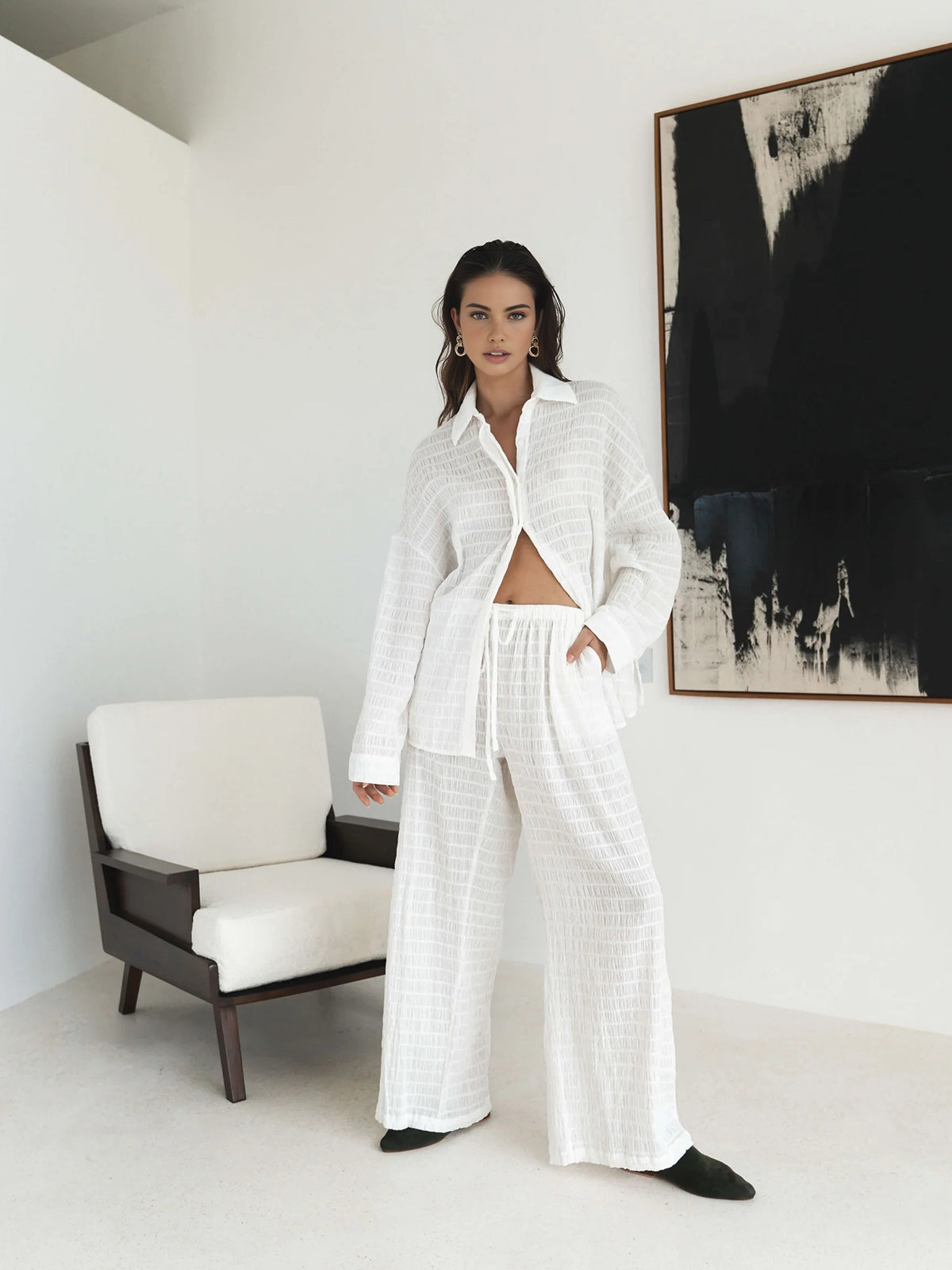 Maxct Sheer Striped Wide Leg Pants