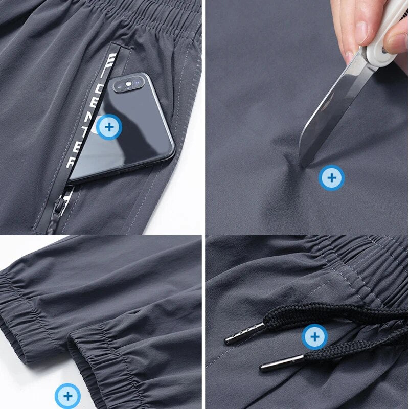 Men's Quick Dry Sports Workout Leggings with Zipper Pockets Maxct