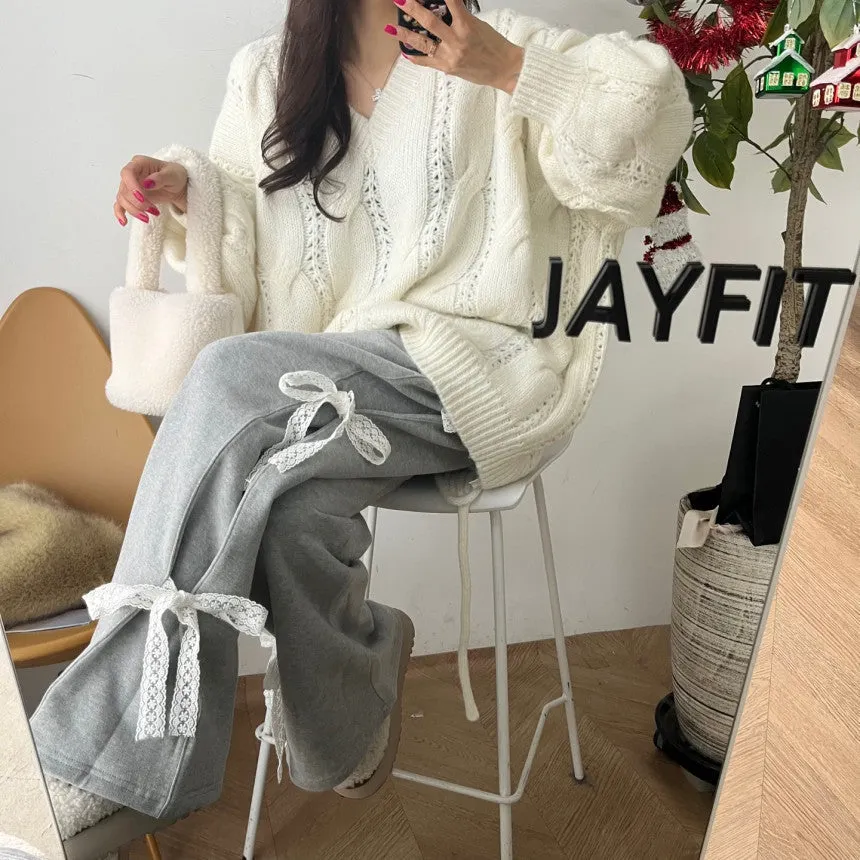 Maxct Side Lace Bow Tie  Baggy Sweatpants