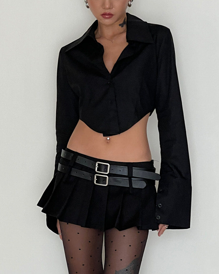 Y2K Double-Belt Extreme Micro Skirt Maxct