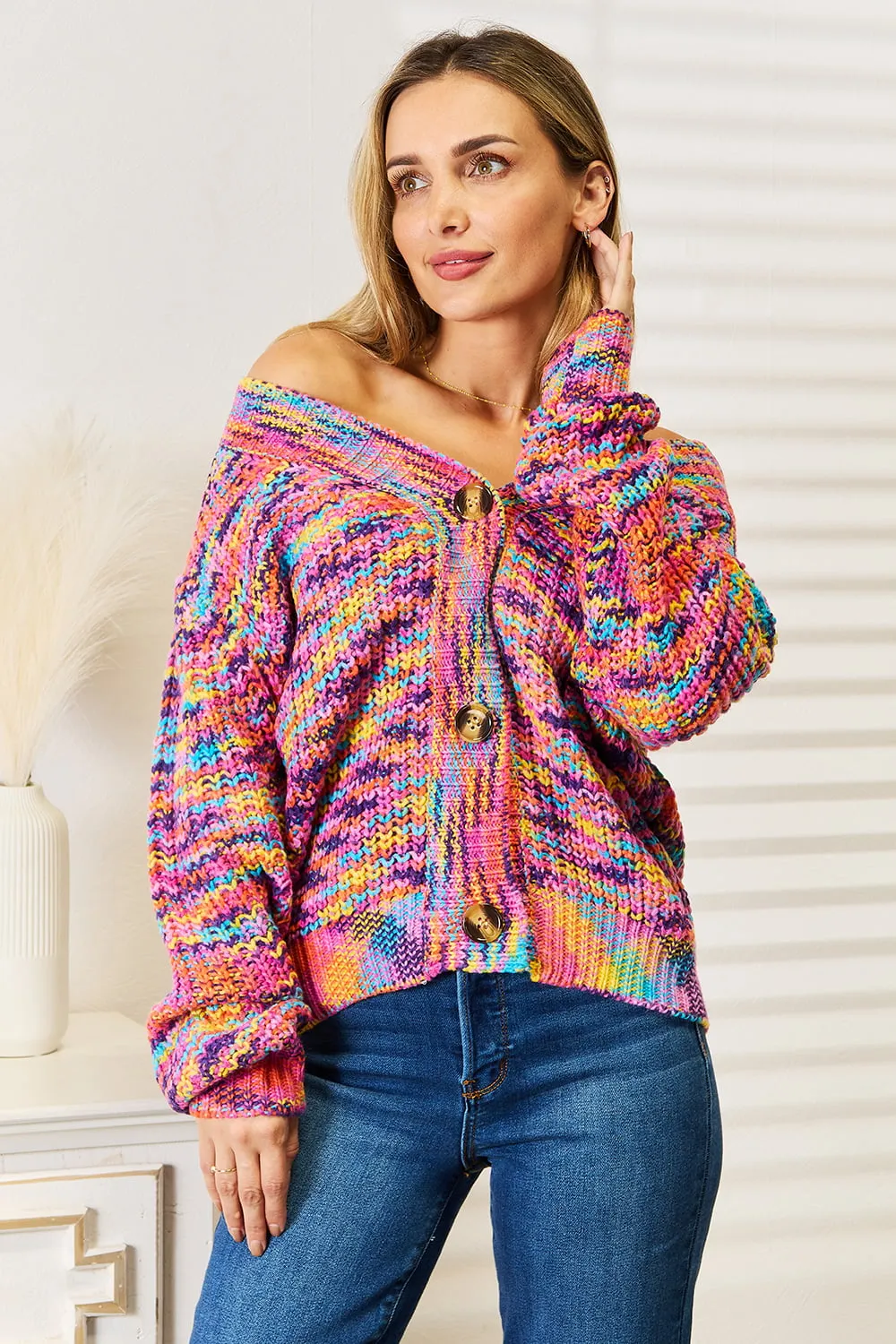 Maxct &Angel Wings Woven Right V-Neck Long Sleeve Cardigan