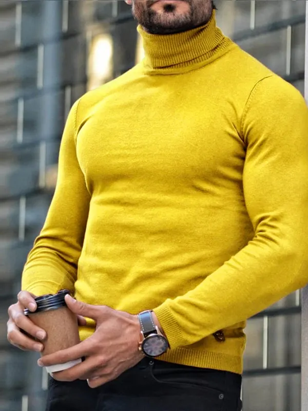 Maxct - Mens High Neck Casual Long-sleeved SweaterI