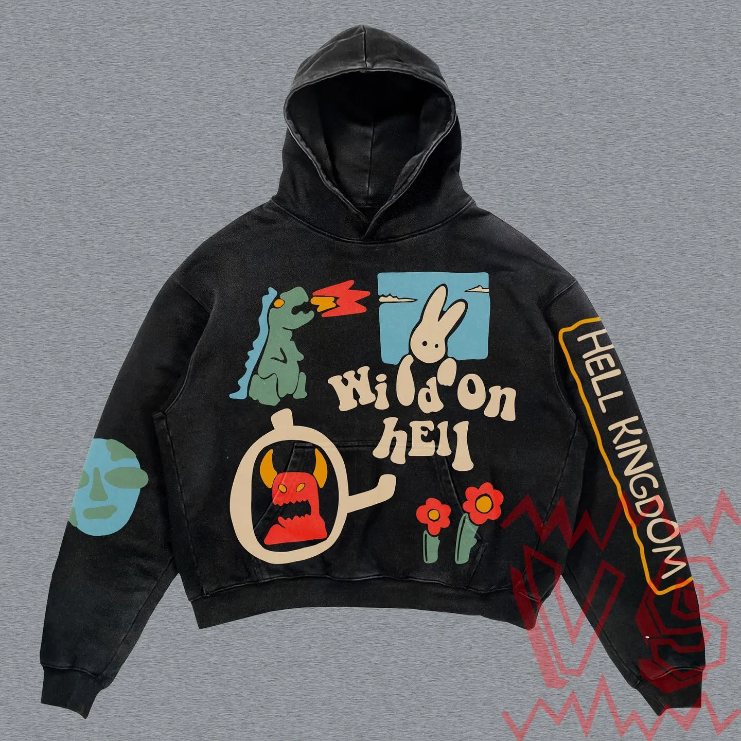 Gothic Skull Letter Oversized Hoodie for Women - true deals club