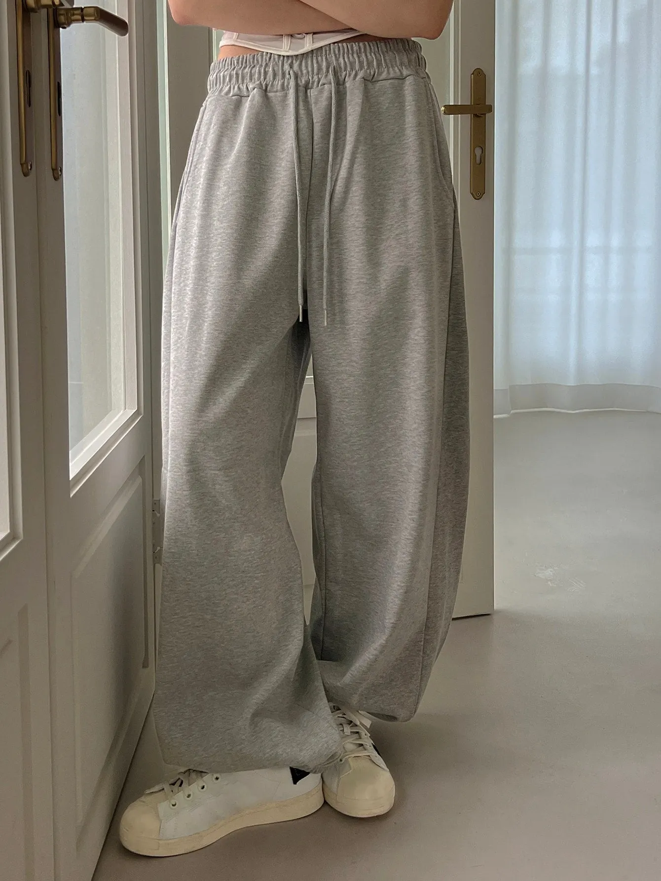 Maxct Drawstring Waist Wide Leg Sweatpants