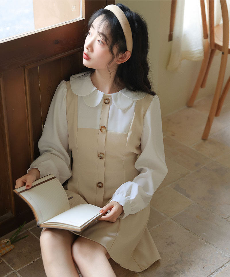 Scallop Collar Twofer Mini Dress Maxct