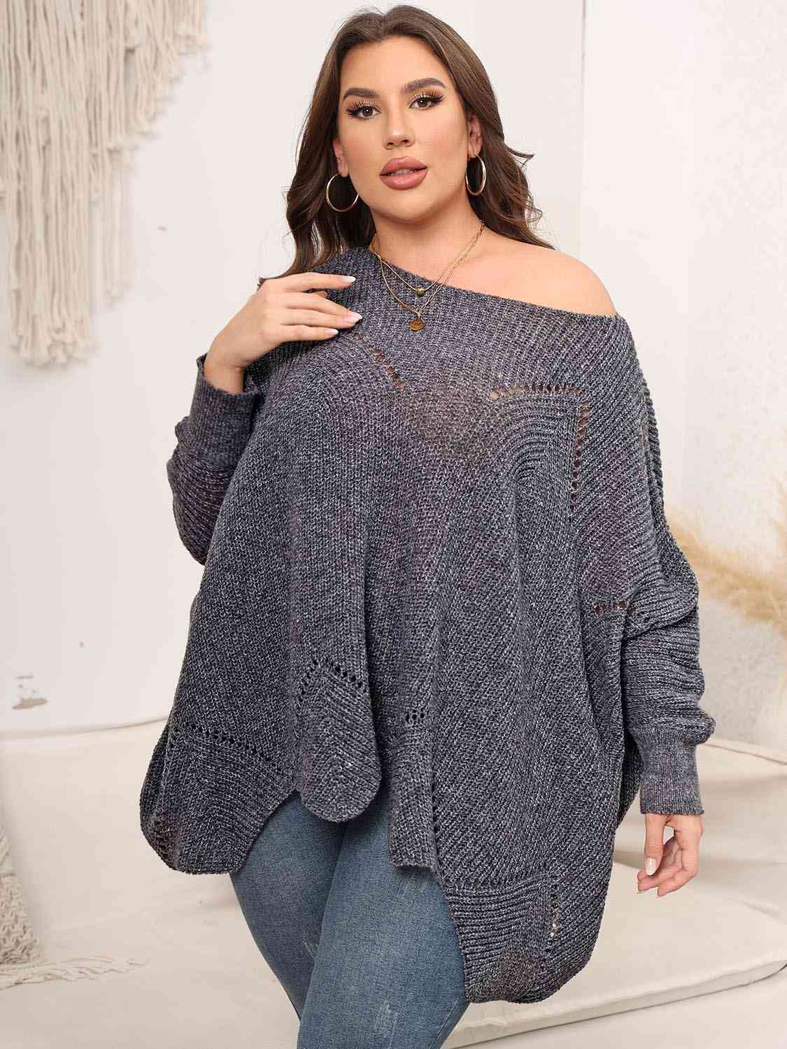 Maxct &Plus Size Round Neck Batwing Sleeve Sweater