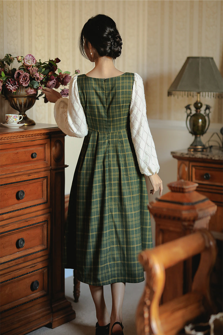 Rustic Plaid Lace Up Corset Midi Dress Maxct