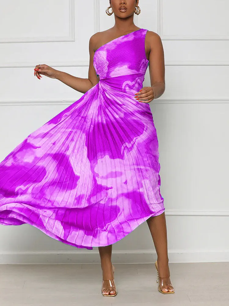 One Shoulder Pleated Dress Maxct