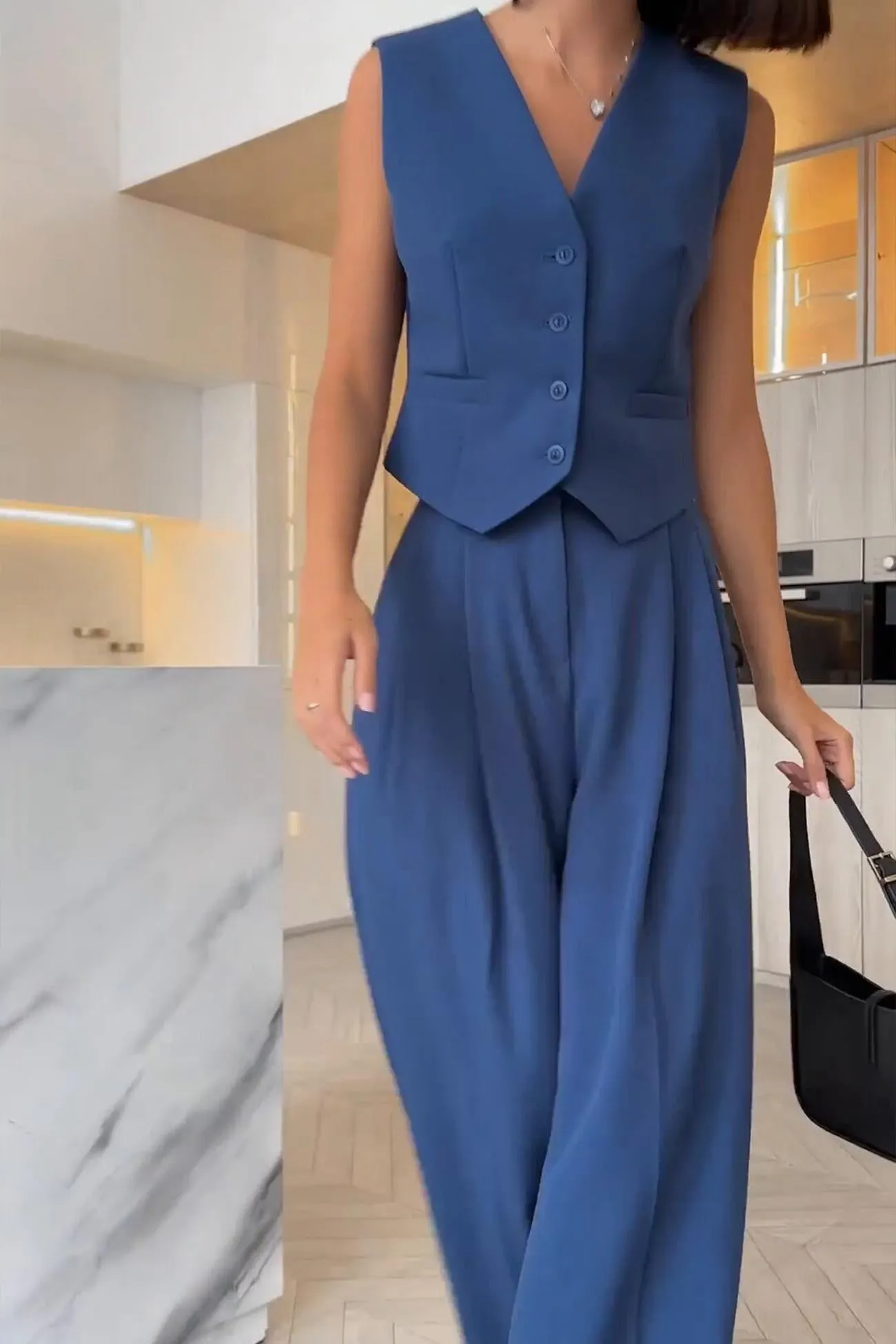 Maxct-Sleeveless Vest Top Long Pants Two-Piece Set